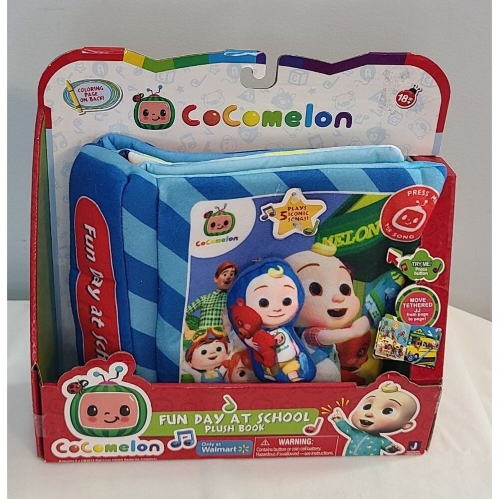 Cocomelon Fun Day At School Musical Plush Book Cloth JJ Coco Melon Kids NEW